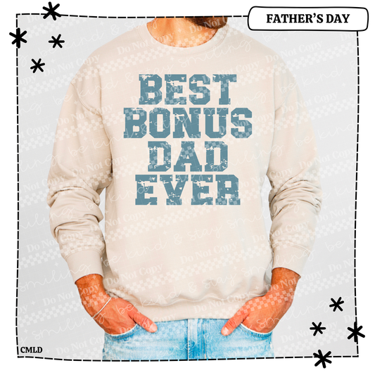 Best Bonus Dad Ever Blue Vintage
