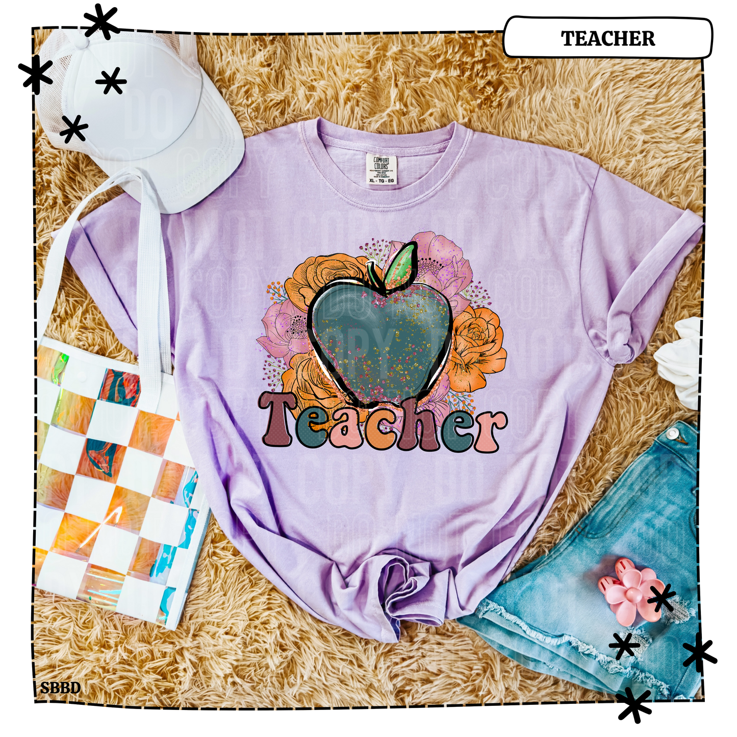 Teacher Apple & Flowers