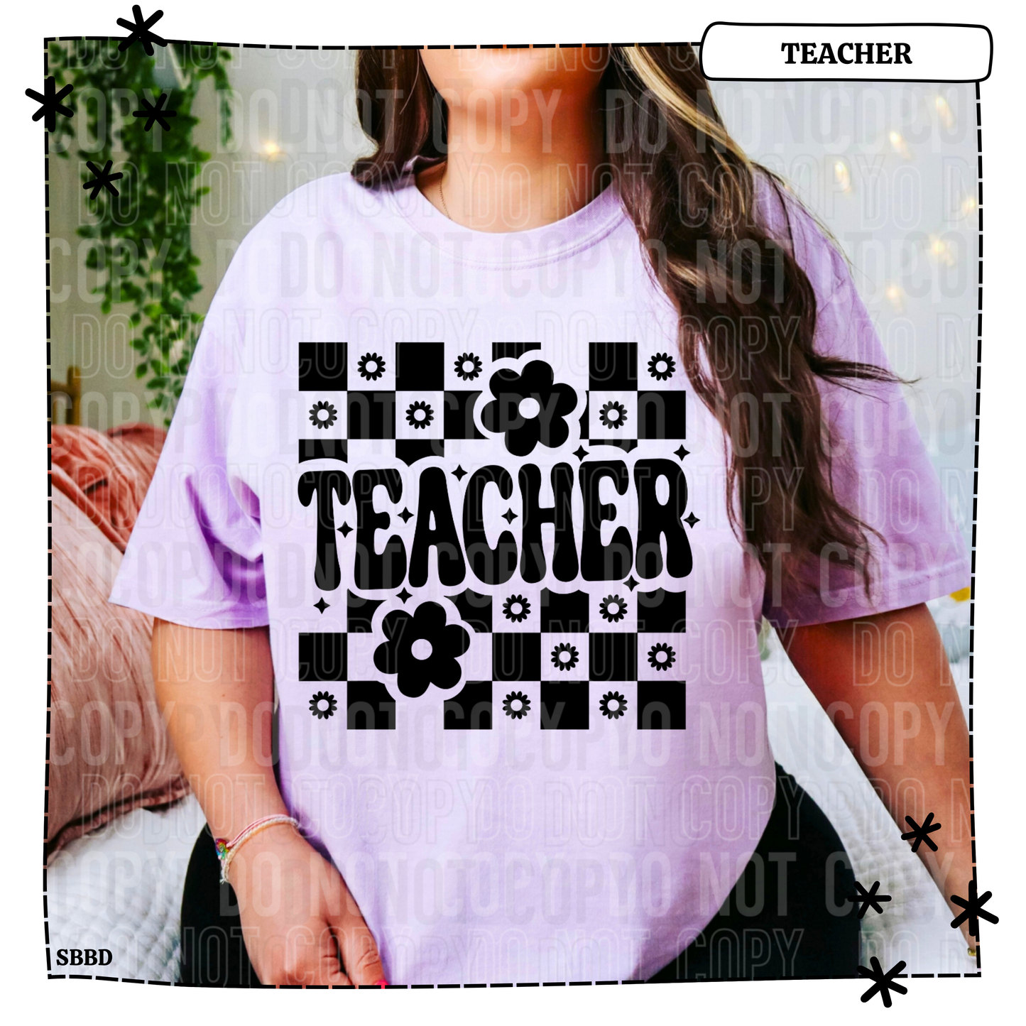 Teacher Flower Retro Pattern